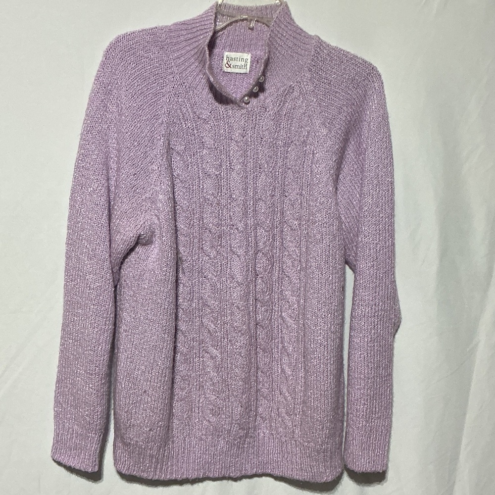 Hastings & Smith Womens Lavender Cable Knit Sweater Sz 1X